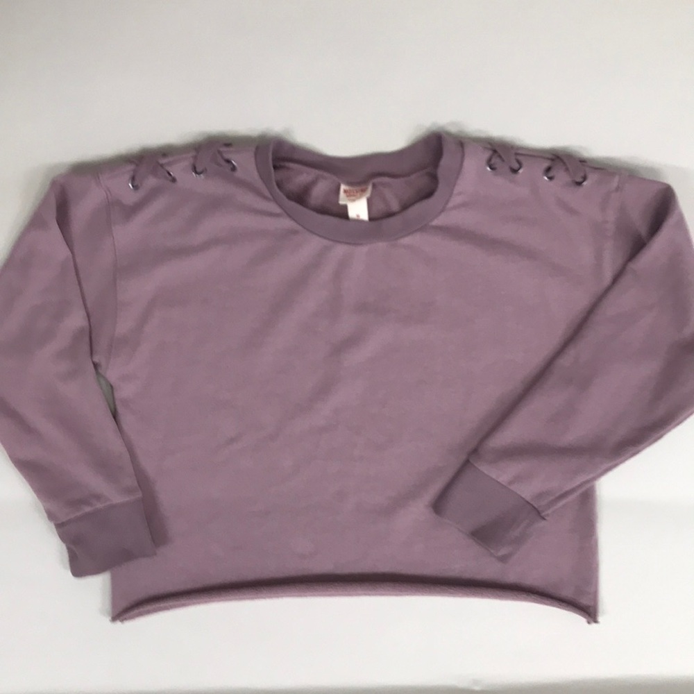 Cropped Eyelet weave Lavender Sweatshirt